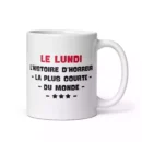 Mug Blanc Brillant L'histoire d'horreur la plus courte du monde