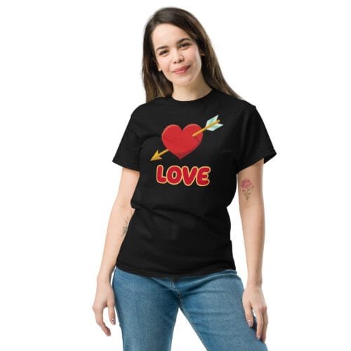 T-shirt classique unisexe Love coeur transpercé
