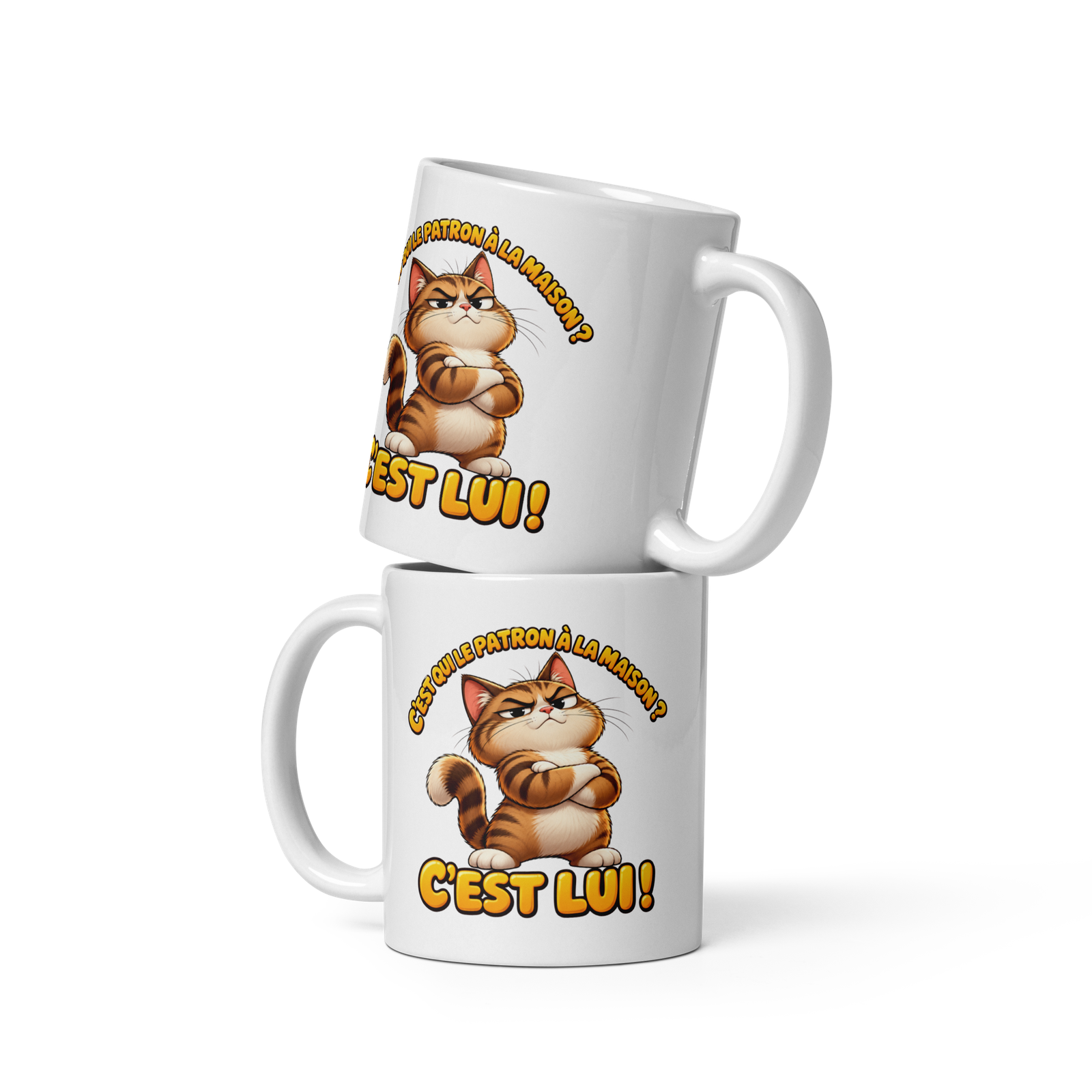 Mug Blanc Brillant C'est Qui Le Patron À la Maison C'est Lui