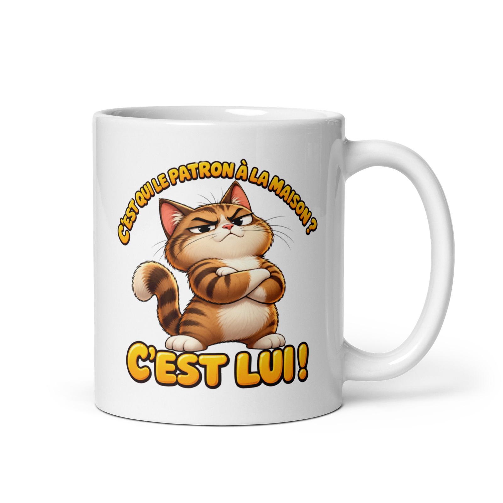 Mug Blanc Brillant C'est Qui Le Patron À la Maison C'est Lui – Image 2
